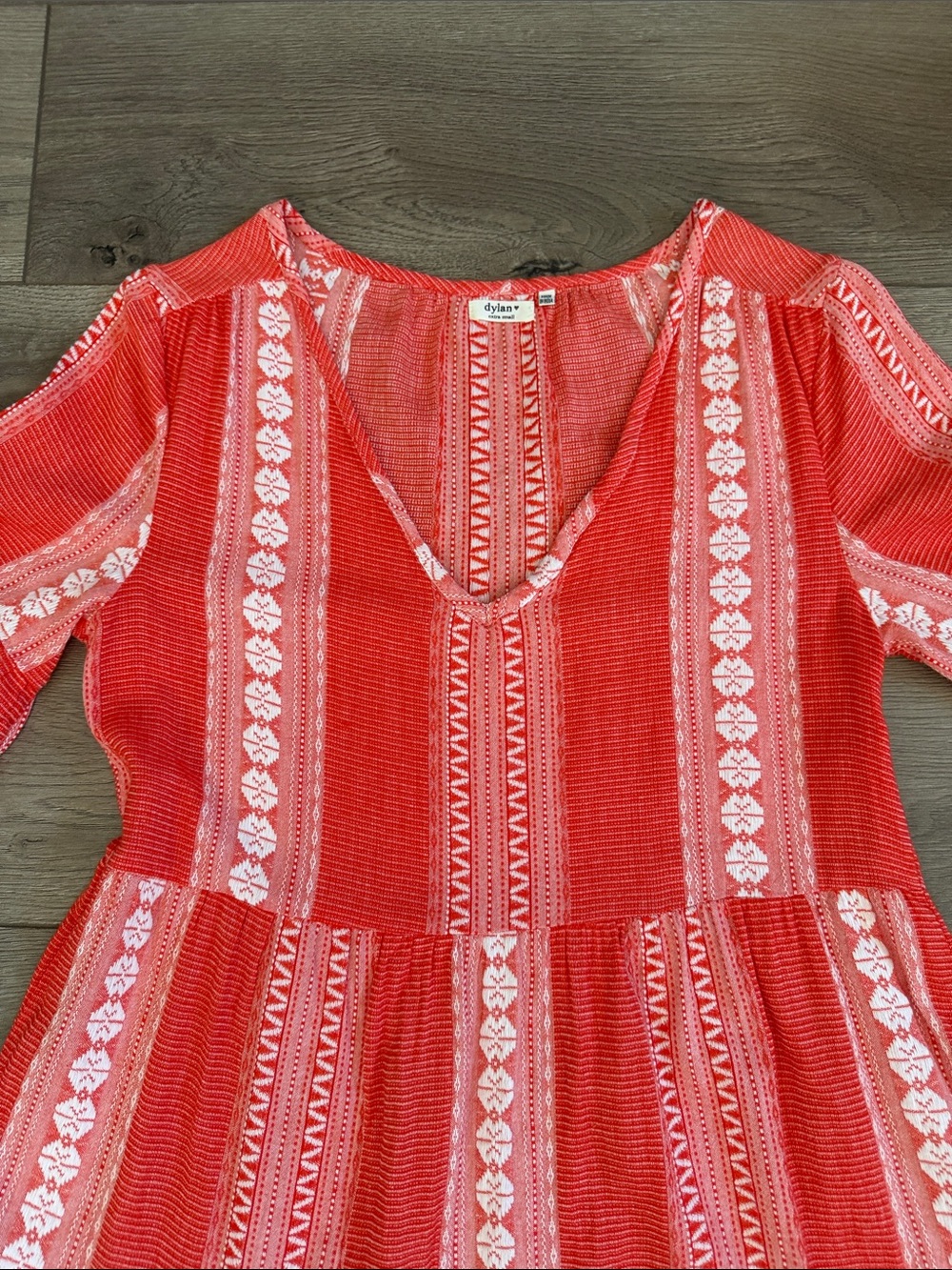 DYLAN by True Grit Red Boho Women's Cotton Dress Size XS (Would fit small) - Picture 5 of 7